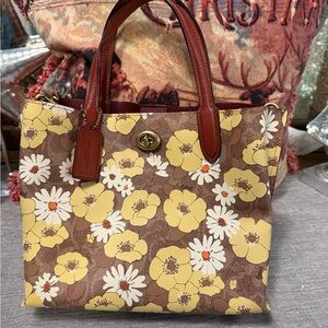 Coach Floral Brown and Yellow Tote